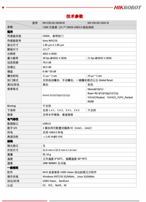 海康威視 MV-CB120-10UM-B 高精度工業(yè)視覺應(yīng)用的理想選擇